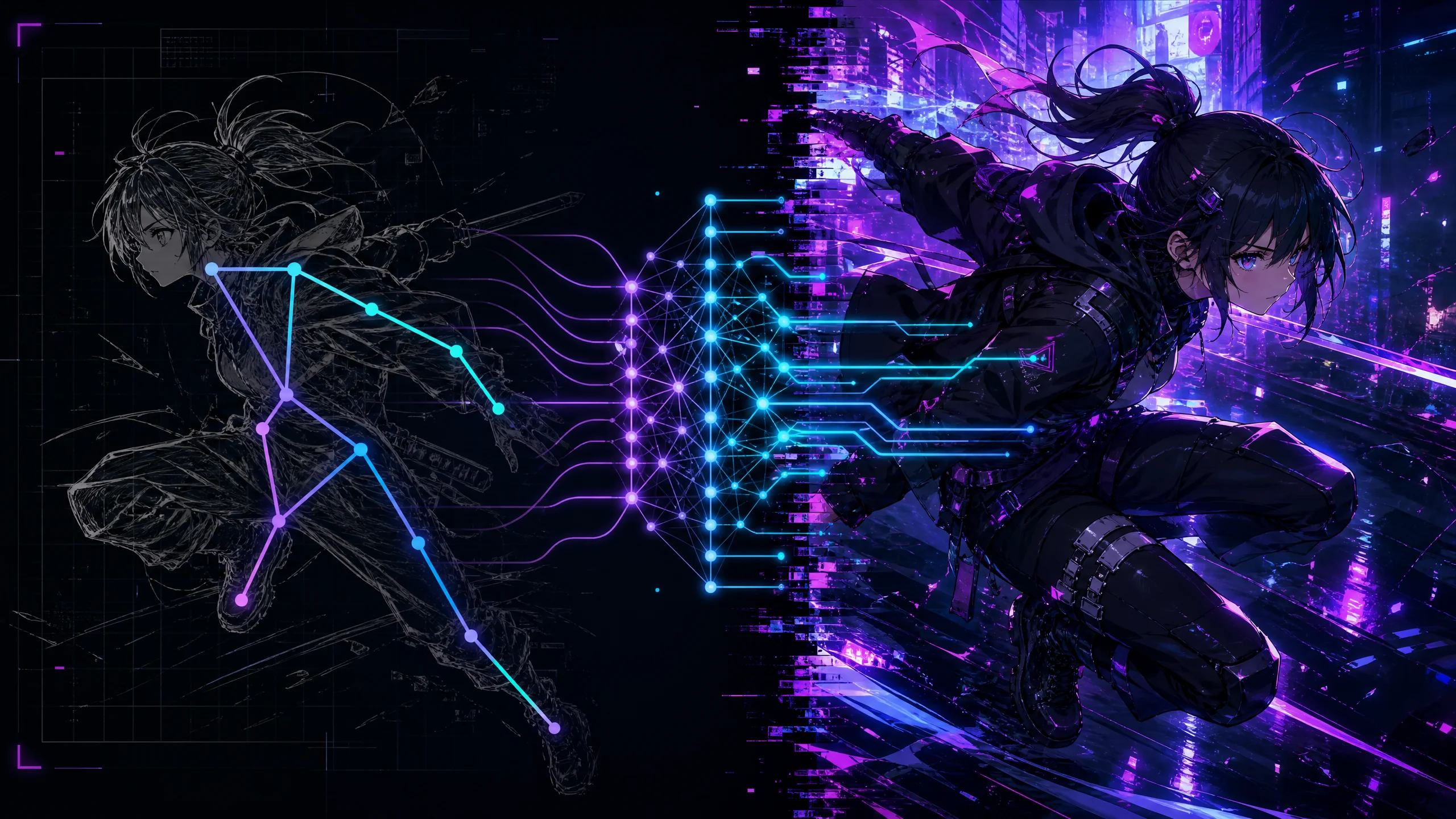ControlNet将线稿转化为精美二次元角色的过程演示